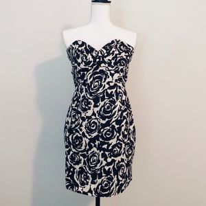 Black and white strapless dress